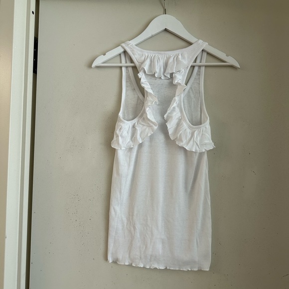 Chaser Ribbed Ruffle Racerback Tank in White NWT - Picture 2 of 3